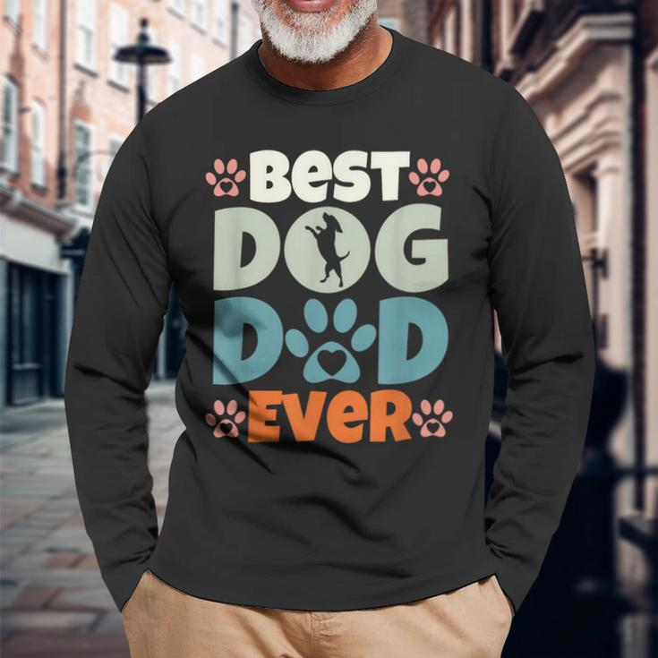 Best Dog Dad Ever Fathers Day Present Dog Loving Dad Long Sleeve T-Shirt Gifts for Old Men