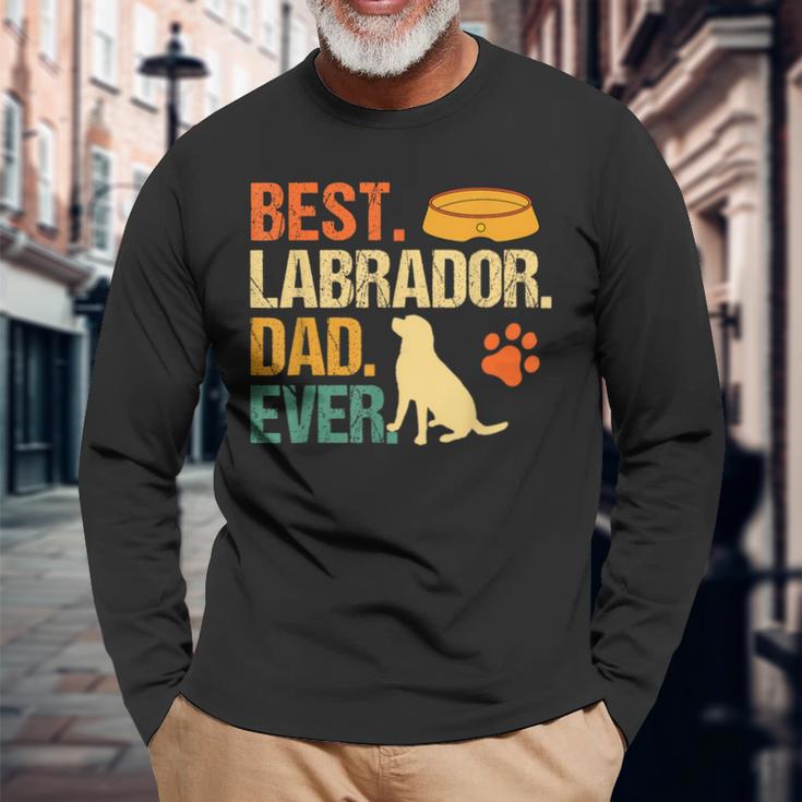 Best Labrador Dad Ever Fathers Day Retriever Dog Lover Long Sleeve T-Shirt Gifts for Old Men