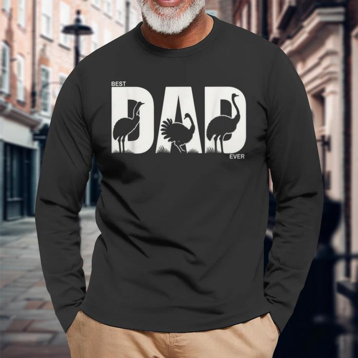 Best Ostrich Dad Ever Fathers Day Ostrich Long Sleeve T-Shirt Gifts for Old Men