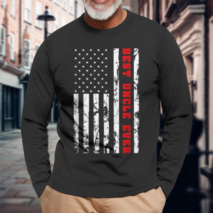 Best Uncle Ever Us Vintage Flag Patriotic Family Men Long Sleeve T-Shirt Gifts for Old Men