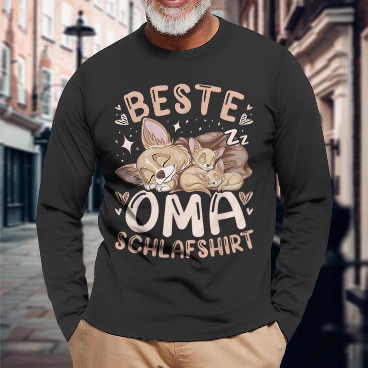 Beste Oma Schlaf Großmutter Chihuahua Hund Mit 2 Welpen Langarmshirts Geschenke für alte Männer