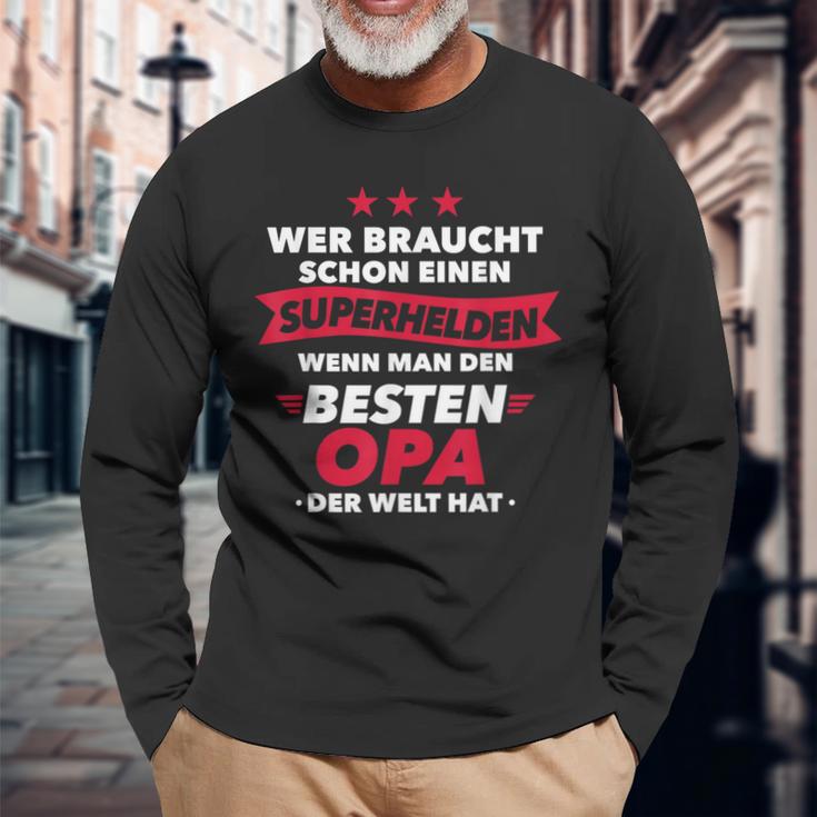 Beste Opa Superheld Langarmshirts, Humorvolles Design für Großväter Geschenke für alte Männer