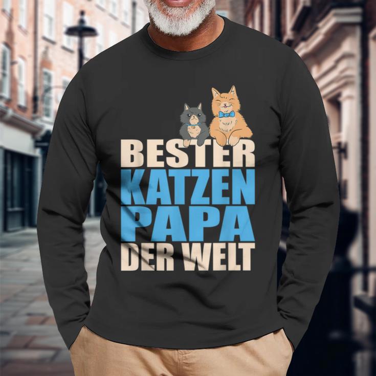 With Bester Katzenpapa Der Welt Langarmshirts Geschenke für alte Männer