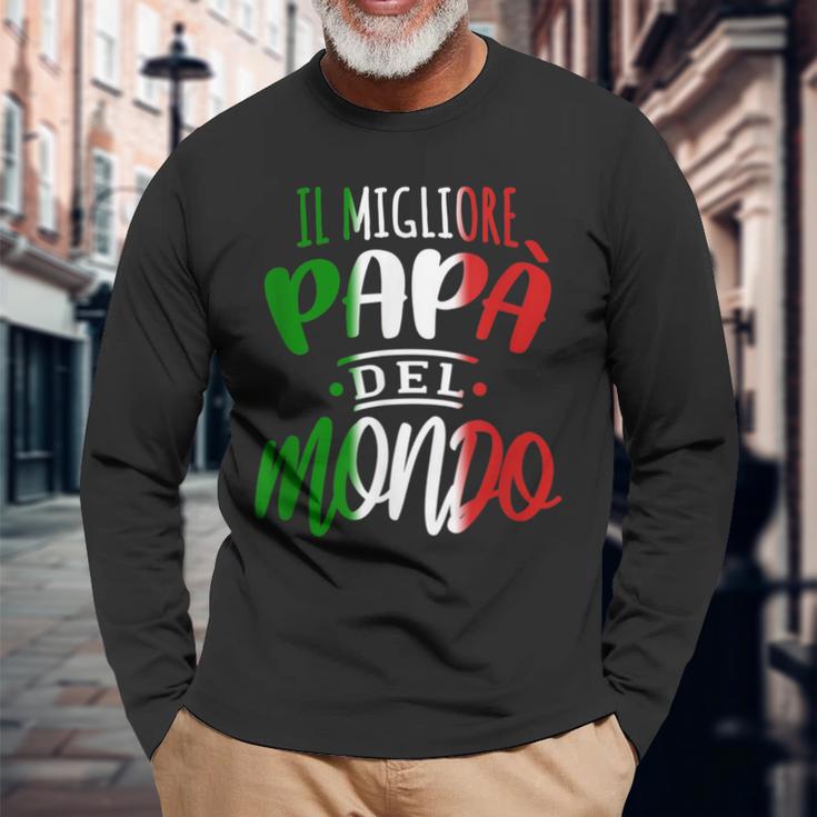 Bester Papa Der Welt Italian Italian Slogan Langarmshirts Geschenke für alte Männer