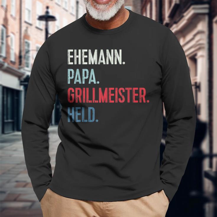 Bester Papa Grillmeister Held Grillen Bester Husann German L Langarmshirts Geschenke für alte Männer