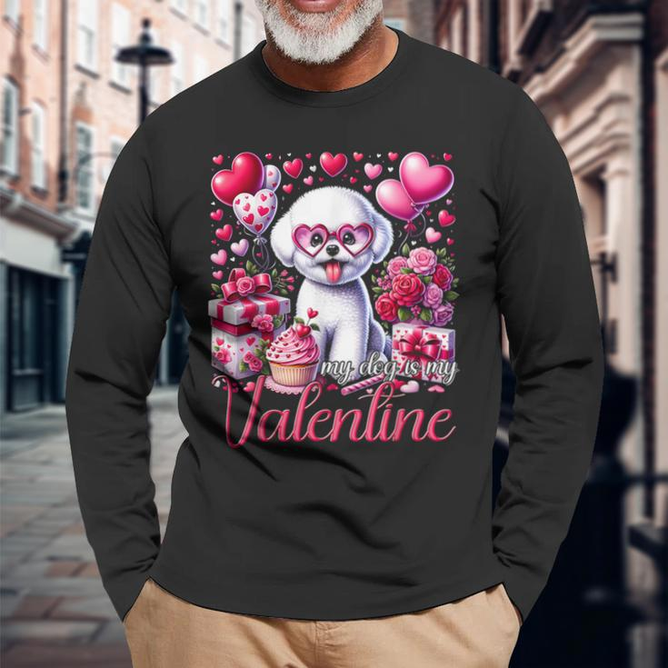 My Bichon Frise Is My Valentine Dogs Lovers Bichon Long Sleeve T-Shirt Gifts for Old Men