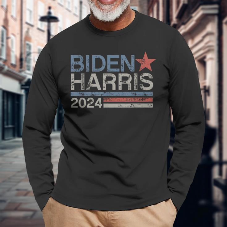 Biden Harris 2024 Retro Vintage Distressed Long Sleeve T-Shirt Gifts for Old Men