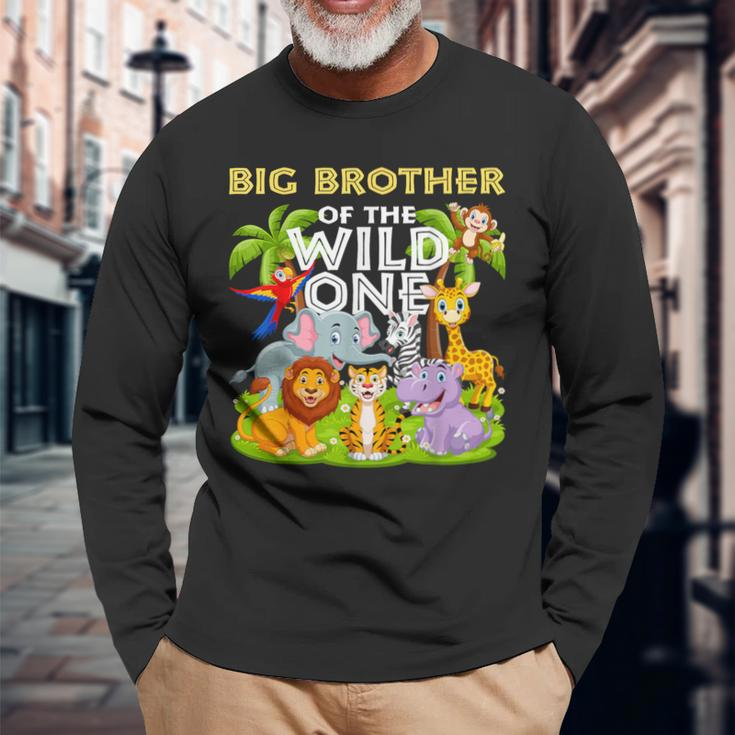 Big Brother Of The Wild One Birthday Animal Safari Jungle Long Sleeve T-Shirt Gifts for Old Men
