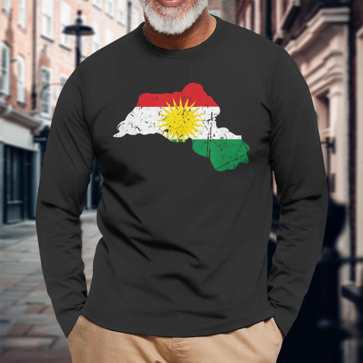 Her Biji Kurdistan Kurden With Kurdistan Flag Langarmshirts Geschenke für alte Männer