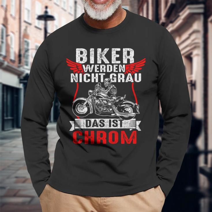 With Biker Werden Nicht Grau Das Ist Chrome Motorcycle Rider Biker S Langarmshirts Geschenke für alte Männer