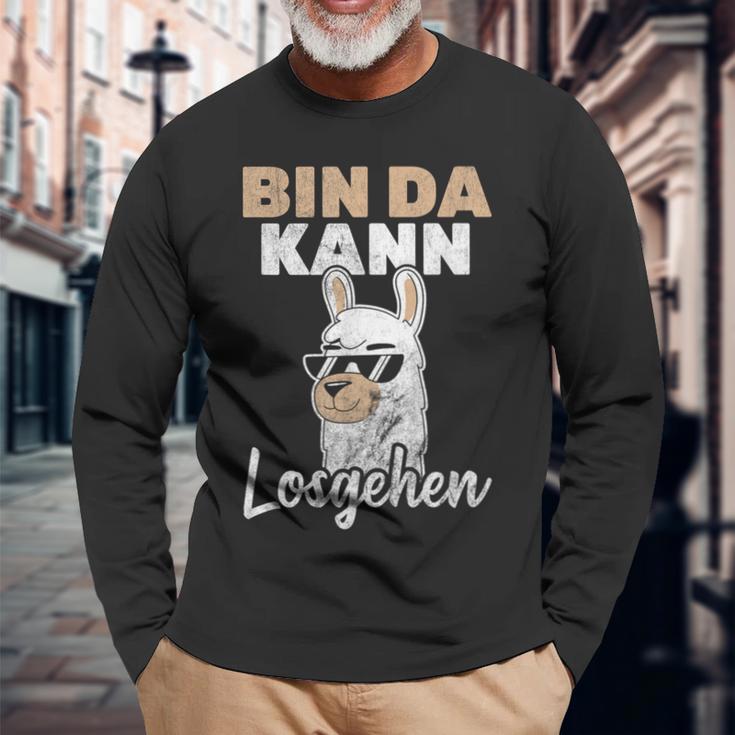 Bin Da Kann Losgehen Lama Alpaca Langarmshirts Geschenke für alte Männer