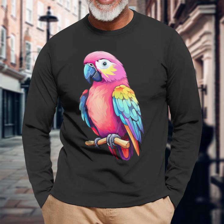 Bird Colourful Parrot Blue Langarmshirts Geschenke für alte Männer