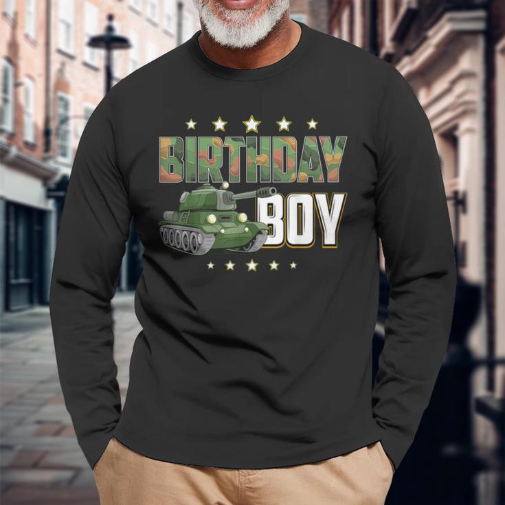 Birthday Boy Army Soldier Birthday Military Themed Camo Long Sleeve T-Shirt Gifts for Old Men