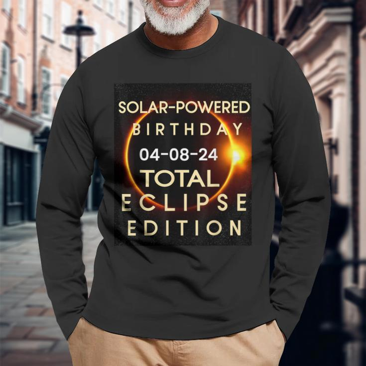Birthday Solar Eclipse 2024 April Birthday Long Sleeve T-Shirt Gifts for Old Men