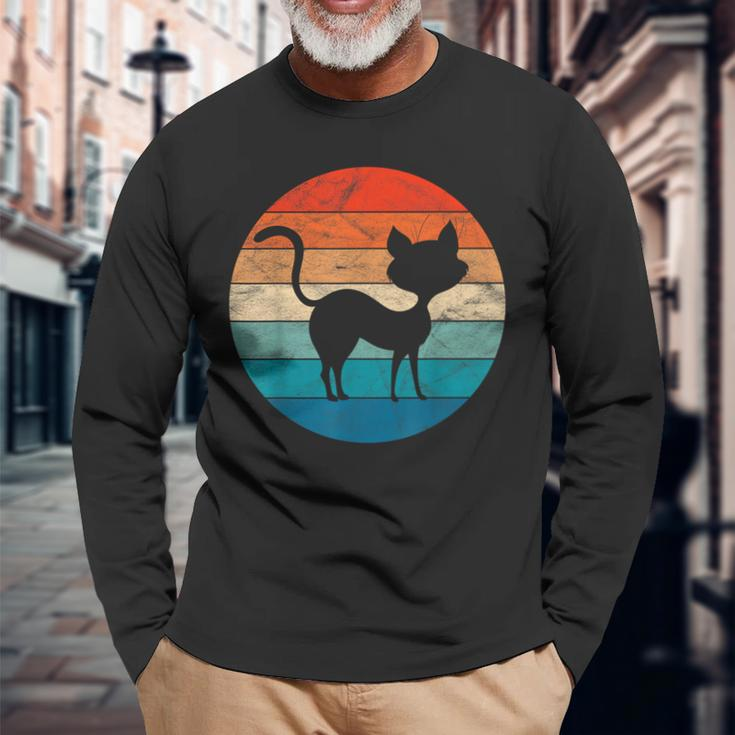 Black Cat 70S 1970S Retro Theme Party Style Vintage Costume Long Sleeve T-Shirt Gifts for Old Men