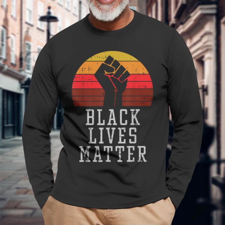 Black Lives Matter Raised Fist Melanin African History Pride Long Sleeve T-Shirt Gifts for Old Men