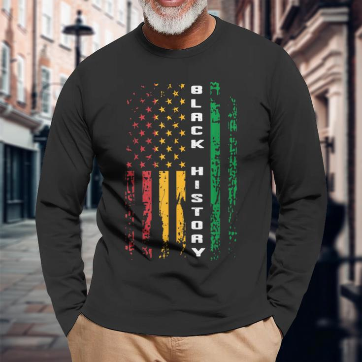 Black History African American Flag Africa Black Pride Long Sleeve T-Shirt Gifts for Old Men