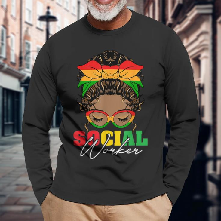 Black History Month Social Worker Social Work Month Women Long Sleeve T-Shirt Gifts for Old Men