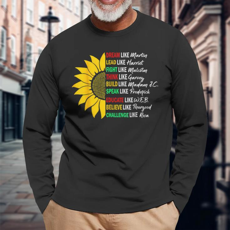 Black History Pride Black Afro African Martin Long Sleeve T-Shirt Gifts for Old Men