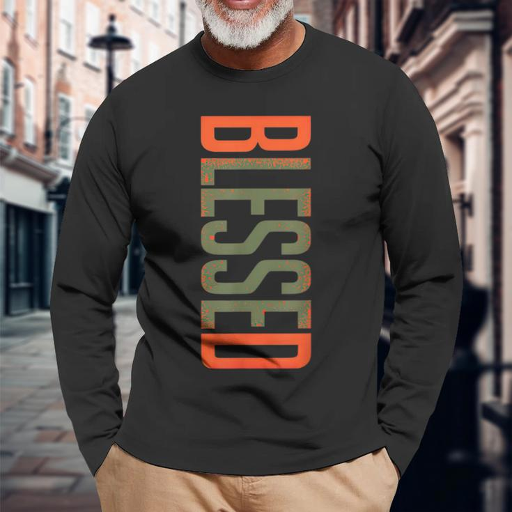 Blessed Olive Army Solar Orange Color Match Long Sleeve T-Shirt Gifts for Old Men