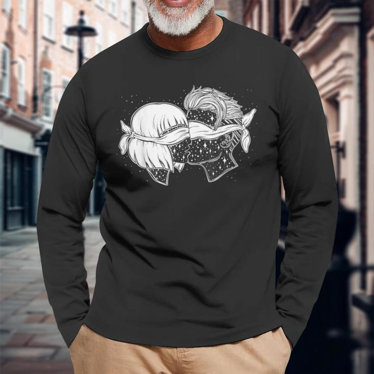 Blindfold Love Kiss The Valentine Cosmic Couple Long Sleeve T-Shirt Gifts for Old Men