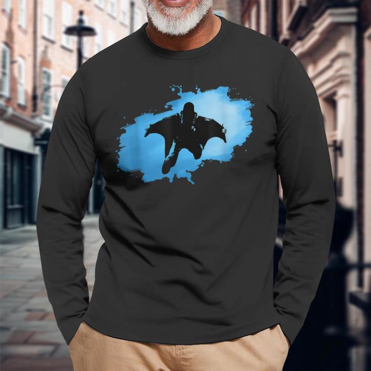 Blue Wingsuit Flying Long Sleeve T-Shirt Gifts for Old Men