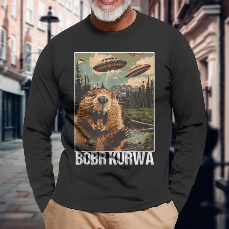 Bober Bóbr Kurwa Polen Meme Selfie Ufo Langarmshirts Geschenke für alte Männer