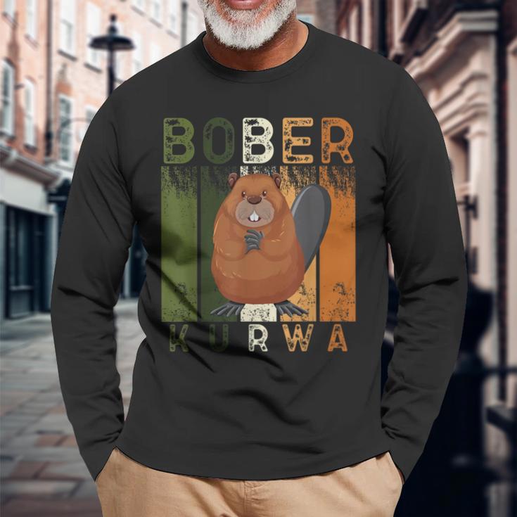 Bobr Kurwa Biber Bober Bobr Polish Beaver Meme Langarmshirts Geschenke für alte Männer