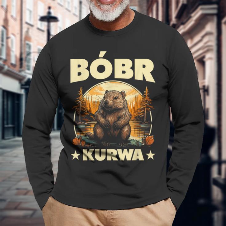 Bobr Kurwa Meme Bober Bobr Langarmshirts Geschenke für alte Männer