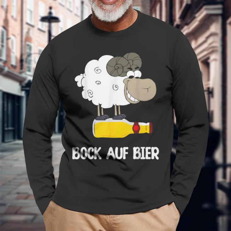 Bock Auf Bier Biertrinker Alkohol Bier Saufen Langarmshirts Geschenke für alte Männer