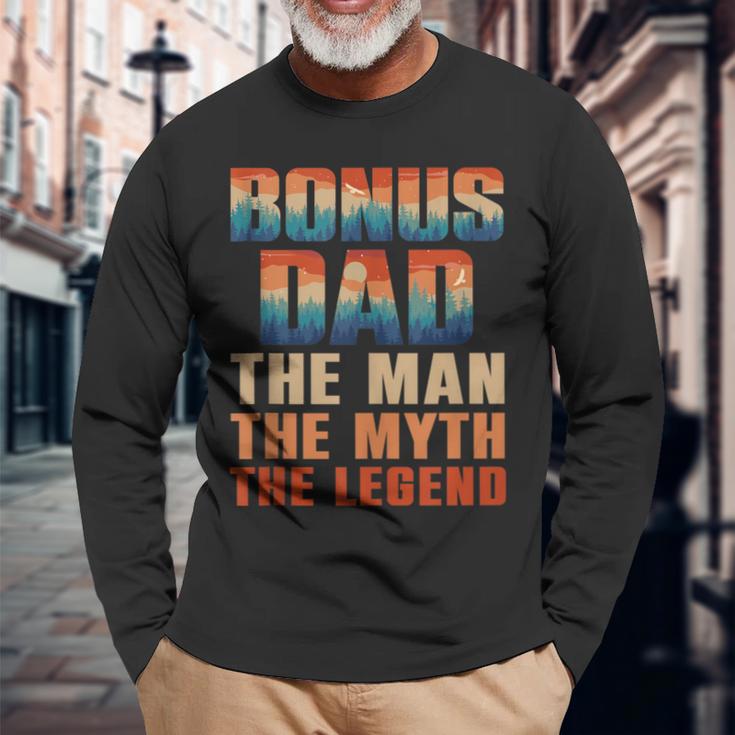 Bonus Papa Der Mann Der Mythos Die Legende Männer Sonnenuntergang Stepdad Langarmshirts Geschenke für alte Männer