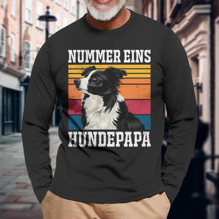 Border Collie Nummer Eins Border Collie Papaintage Langarmshirts Geschenke für alte Männer