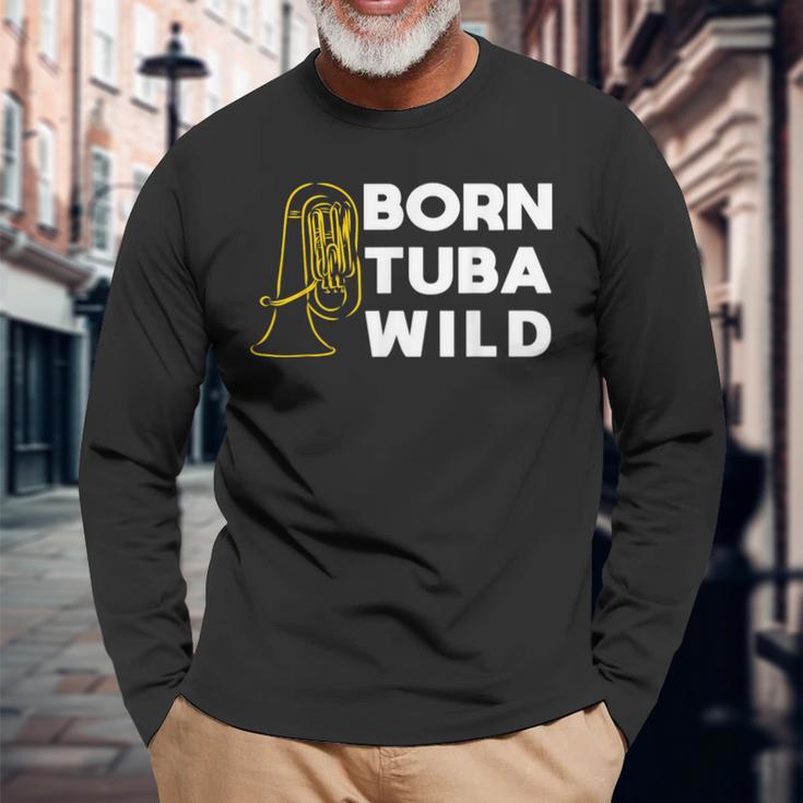 Born Tuba Wild Lustiges Bass Langarmshirts Geschenke für alte Männer