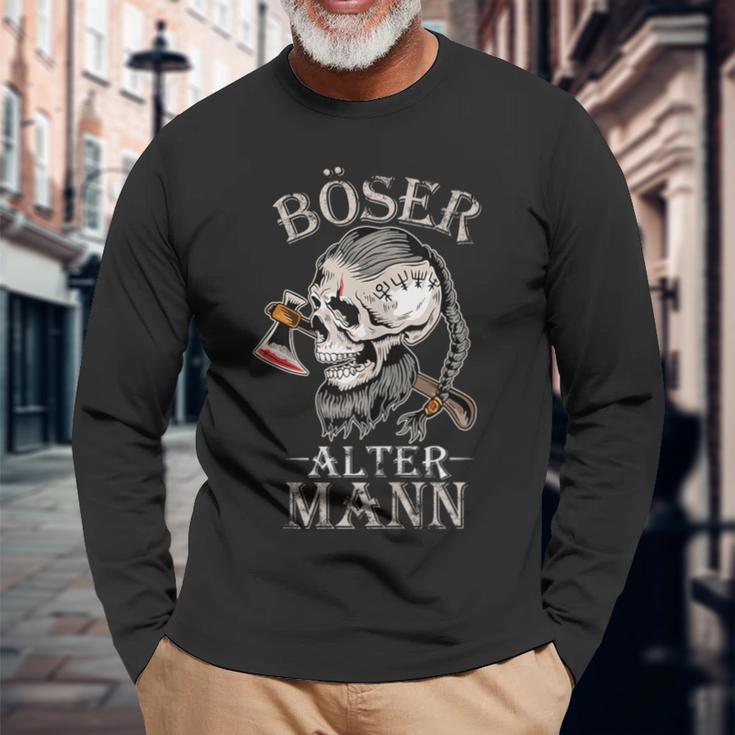 Böser Alter Mann Opa Papa Totenkopf Skullintage Wikinger Langarmshirts Geschenke für alte Männer