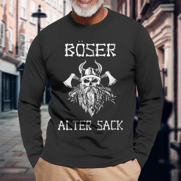 Böser Alter Mann Papa Opa Dad Wikinger Böser Alter Sack Mit-Ausschnitt Langarmshirts Geschenke für alte Männer