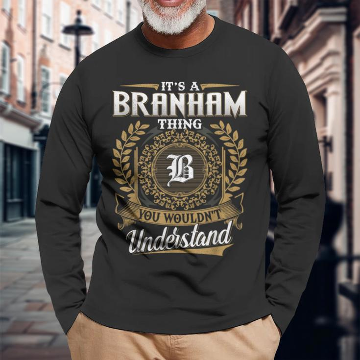 Branham Family Last Name Branham Surname Personalized Long Sleeve T-Shirt Gifts for Old Men