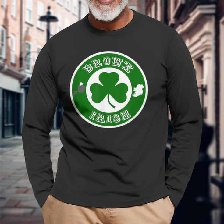 Bronx Nyc St Patrick's Paddys Day New York Irish Long Sleeve T-Shirt Gifts for Old Men