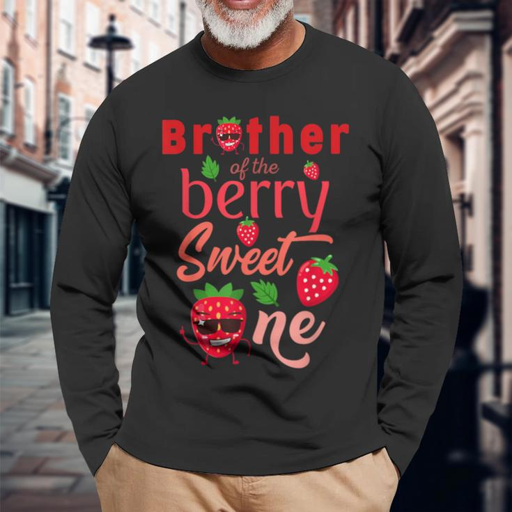 Brother Of The Berry Sweet One Strawberry First Birthday Long Sleeve T-Shirt Gifts for Old Men