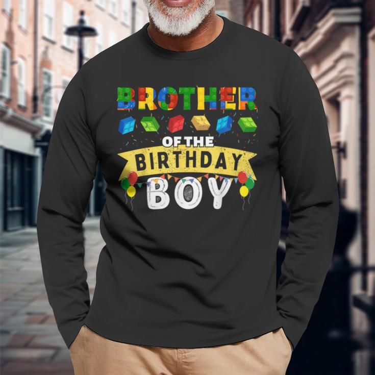 Brother Of The Birthday Boy Building Blocks Master Builder Long Sleeve T-Shirt Gifts for Old Men
