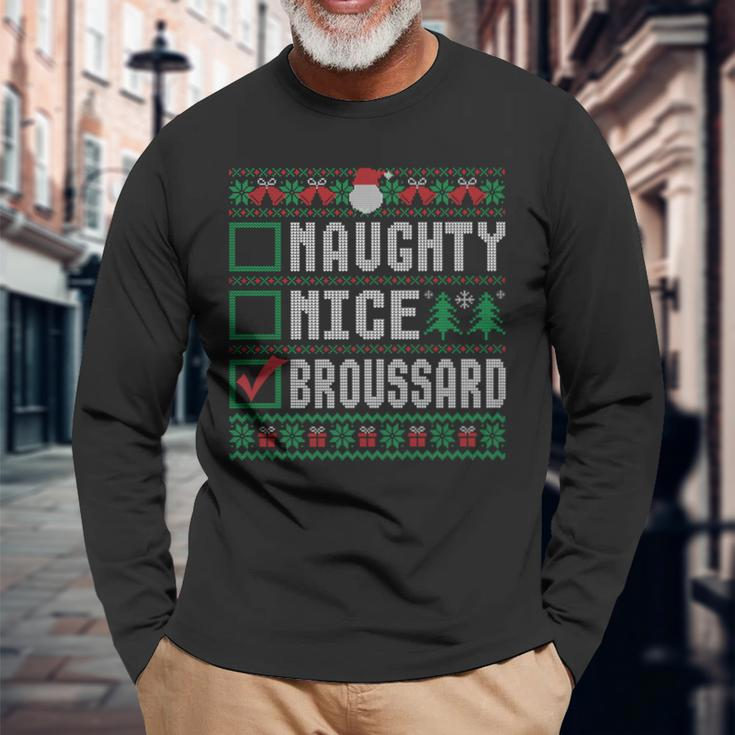 Broussard Family Name Naughty Nice Broussard Christmas List Long Sleeve T-Shirt Gifts for Old Men