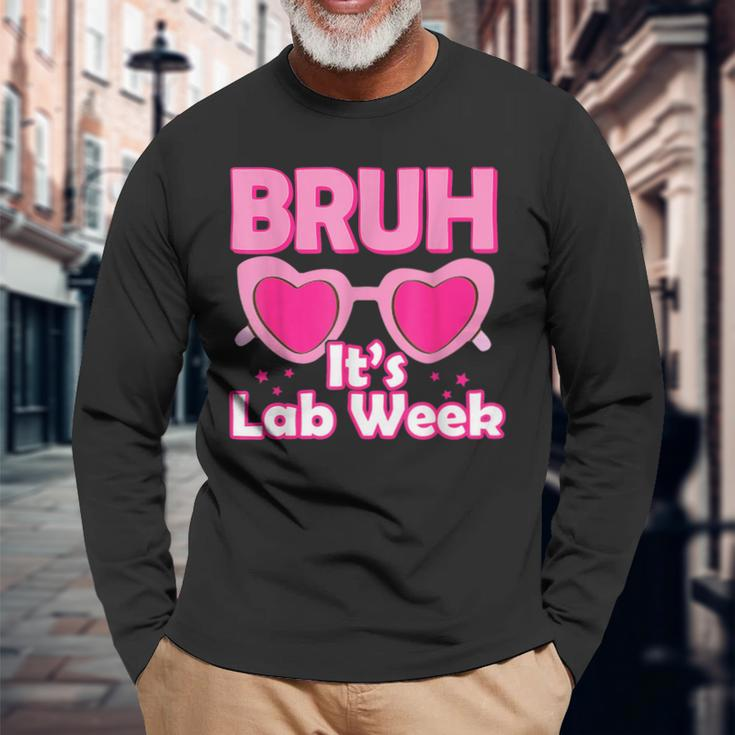 Bruh Pink Lab Week 2024 Medical Lab Science Lab Tech Team Long Sleeve T-Shirt Gifts for Old Men