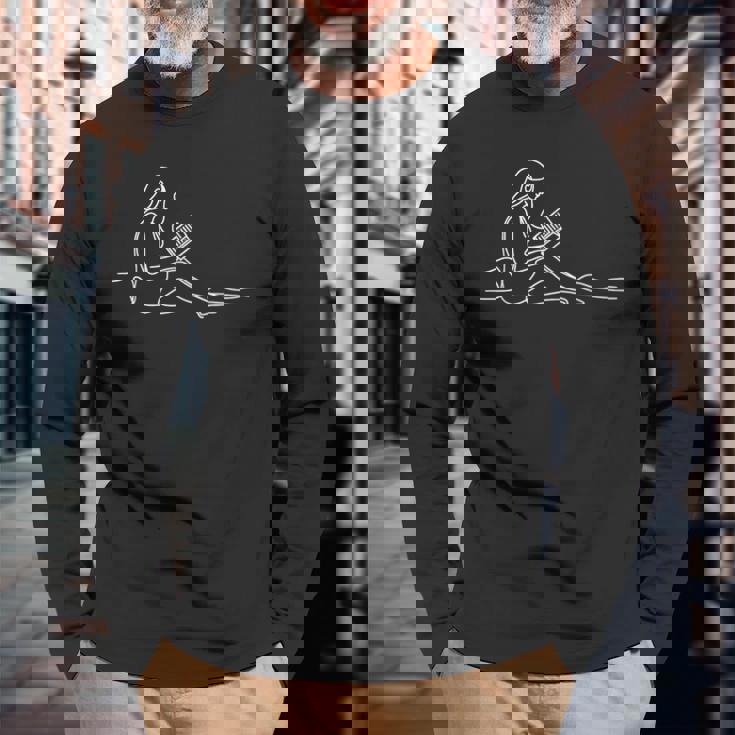 Buch One Line Kunst Zeichnen Lesen Langarmshirts Geschenke für alte Männer
