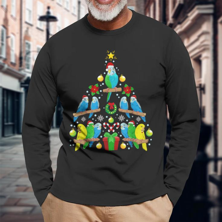 Budgie Christmas Tree Bird Christmas Langarmshirts Geschenke für alte Männer