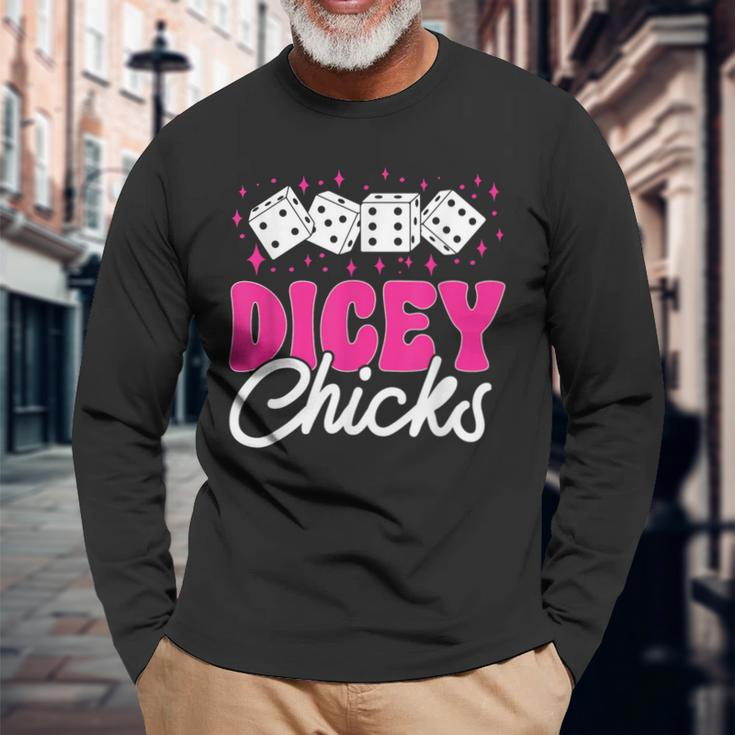 Bunco Game Dicey Chicks Bunco Long Sleeve T-Shirt Gifts for Old Men