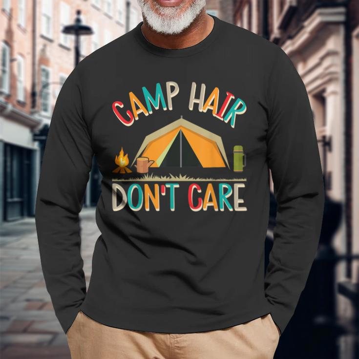 Camp Hair Don't Care Camping Outdoor Camper Wandern Langarmshirts Geschenke für alte Männer