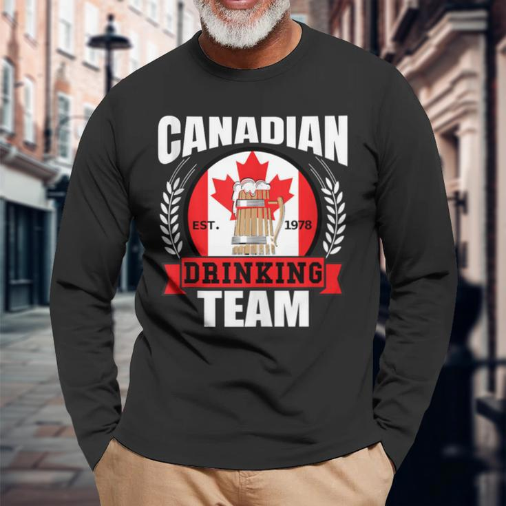Canadian Drinking Team Canada Flag Beer Party Long Sleeve T-Shirt Gifts for Old Men