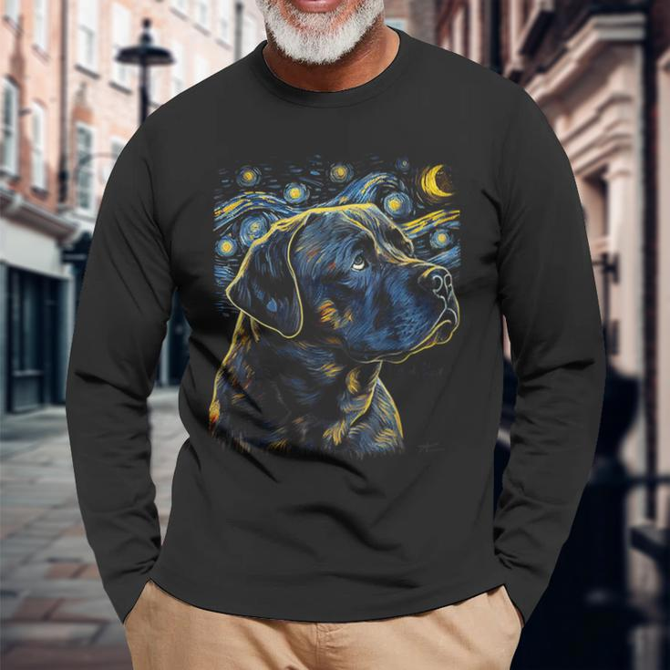 Cane Corso Dog Starry Night Dogs Lover Graphic Long Sleeve T-Shirt Gifts for Old Men