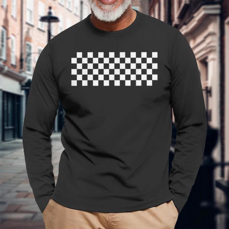 Car Racing Checkered Finish Line Flag Automobile Motor Race Long Sleeve T-Shirt Gifts for Old Men