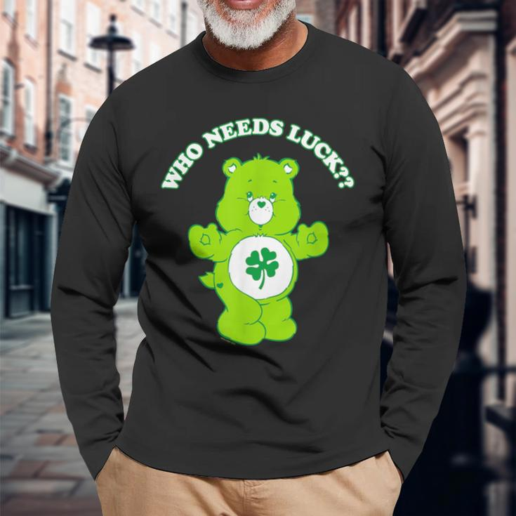 Care Bears St Patrick's Day Good Luck Bear Who Needs Luck Long Sleeve T-Shirt Gifts for Old Men