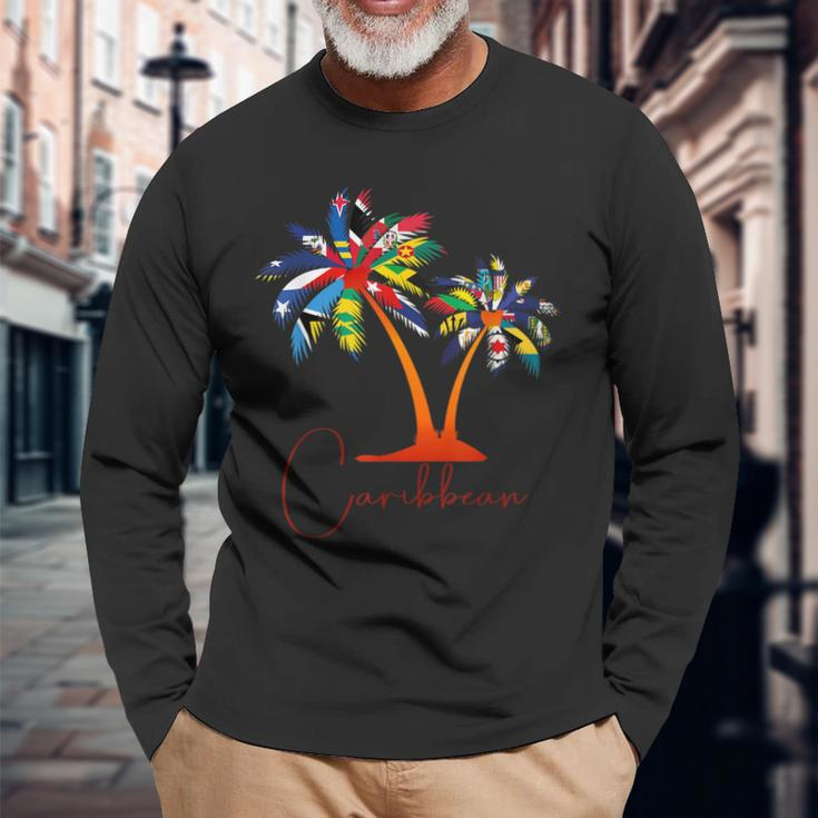 Caribbean Islands Flags Caribbean Sea Tour 2024 Long Sleeve T-Shirt Gifts for Old Men
